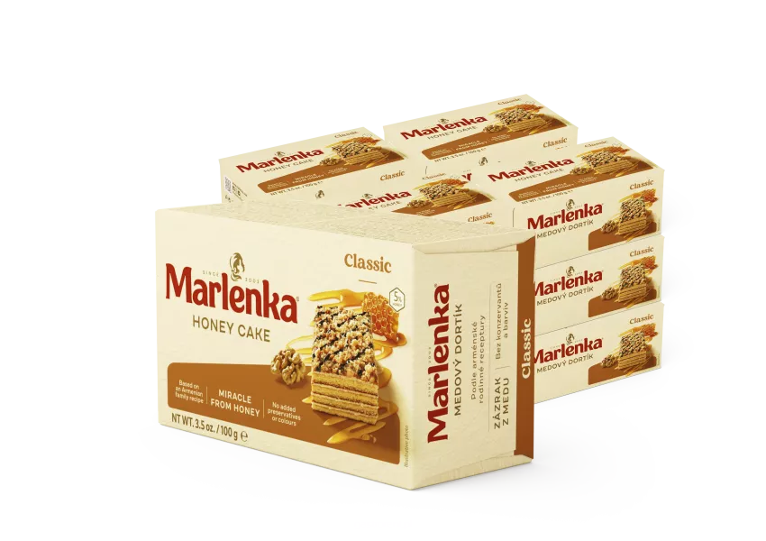 Torcik miodowy MARLENKA z orzechami włoskimi - 100g x 16szt.