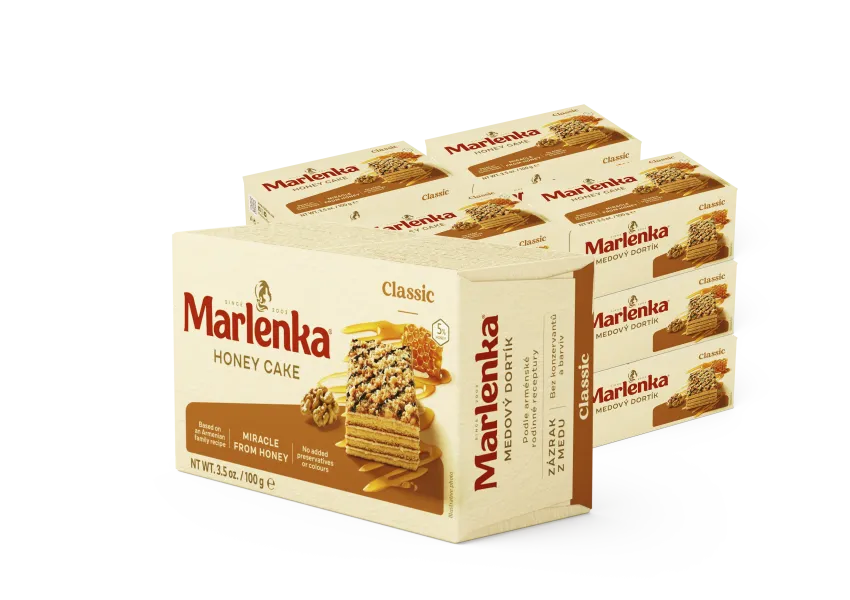 Torcik miodowy MARLENKA z orzechami włoskimi - 100g x 16szt.