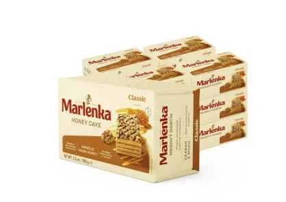 Torcik miodowy MARLENKA z orzechami włoskimi - 100g x 16szt.