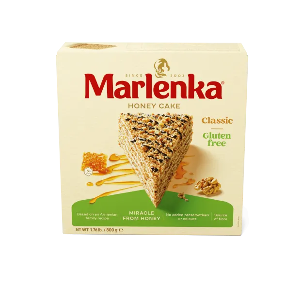 Bezglutenowy miodowy tort MARLENKA z orzechami włoskimi - 800g
