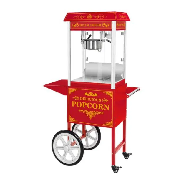 Maszyna do popcornu 1600W z wózkiem - czerwony