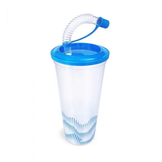 Wielorazowy składany kubek FALE 500 ml 100szt. – niebieski