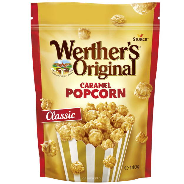 Werther's Original Popcorn karmelowy 12x140g - klasyczny, amerykański popcorn oblany pysznym karmelem od Werther's 10% rabatu
