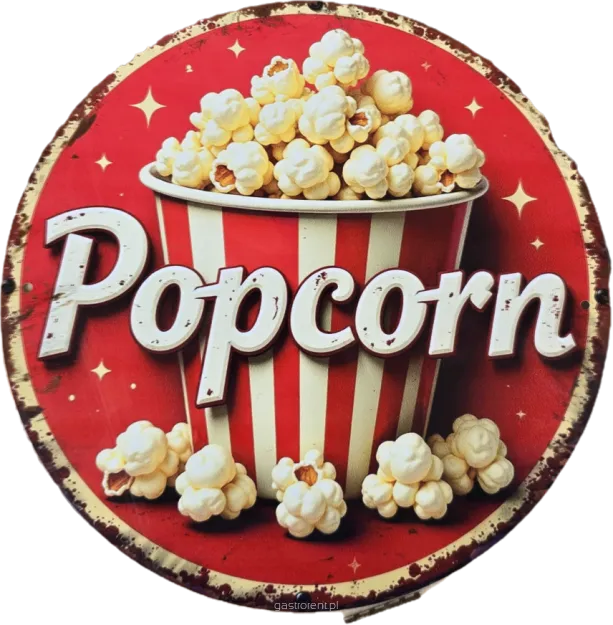 SZYLD REKLAMOWY RETRO POPCORN - okrągły