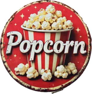 SZYLD REKLAMOWY RETRO POPCORN - okrągły