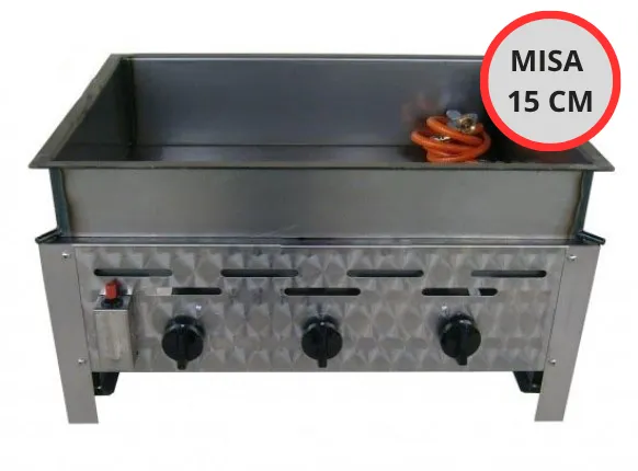 Smażalnik gazowy - 3 palnikowy K+F z misą 15cm NIERDZEWNA