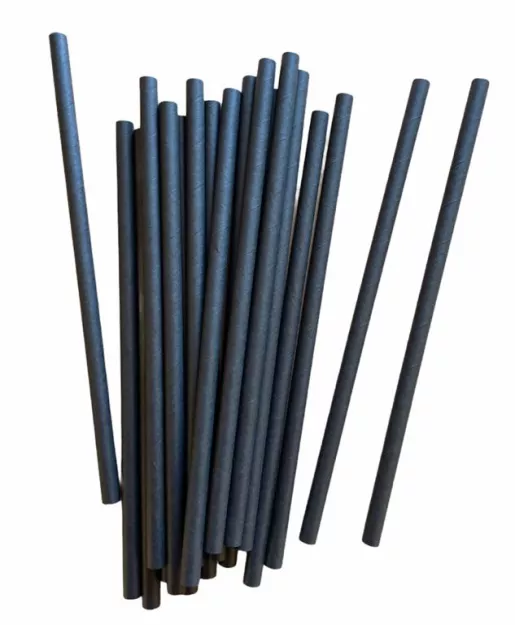 Słomki papierowe (czarne) - 8mm średnicy / 20cm długości