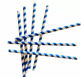 Słomki papierowe (niebiesko - białe ) - 8mm średnicy / 20cm długości