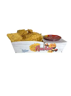 Kartonowa tacka do nachos z miejscem na sos salsa 90 gramowy